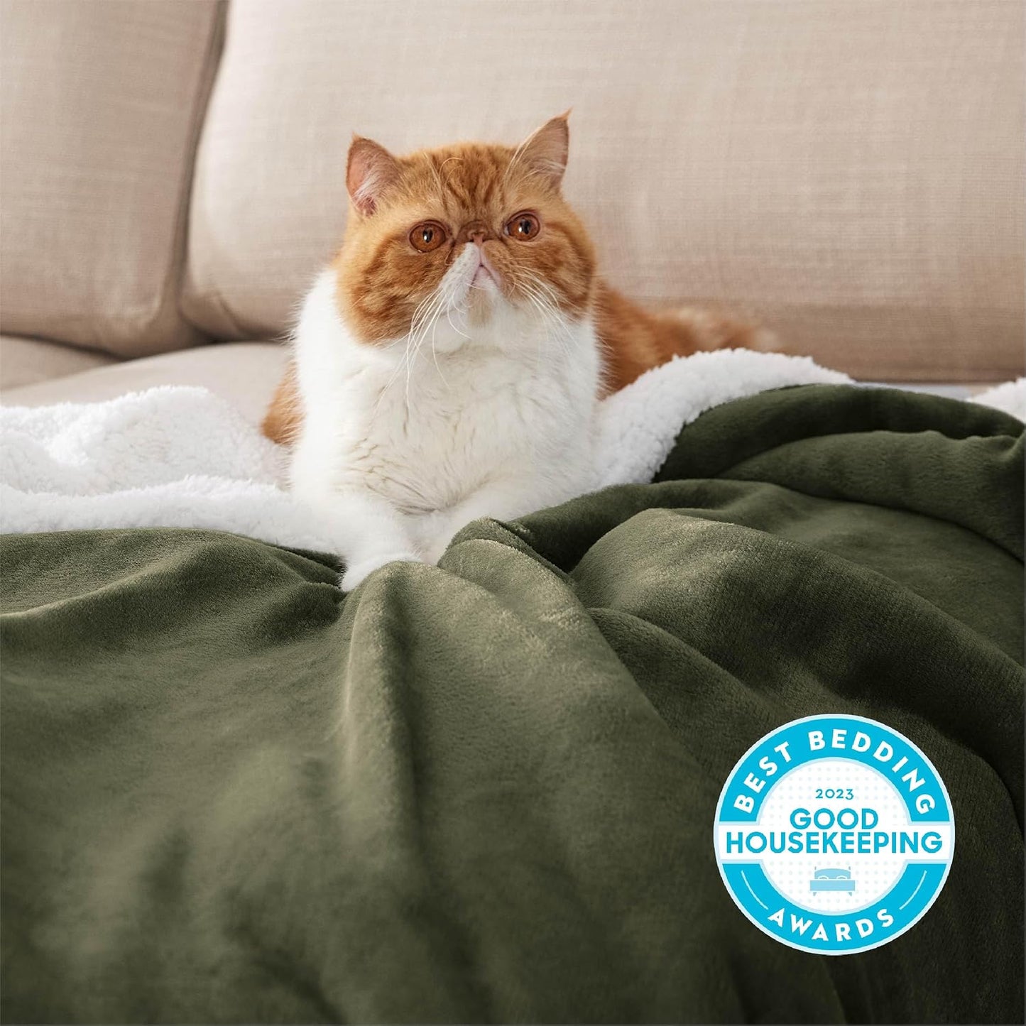Bedsure GentleSoft Sherpa Fleece Throw Blanket for Couch, Non-Heated, Thick & Warm Cozy Blanket for Winter, Soft Fuzzy Plush Throw Gifts for Women and Men, Grey, 50x60 Inches