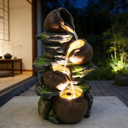 4-Tiered Outdoor Tabletop Water Fountain 17.9”