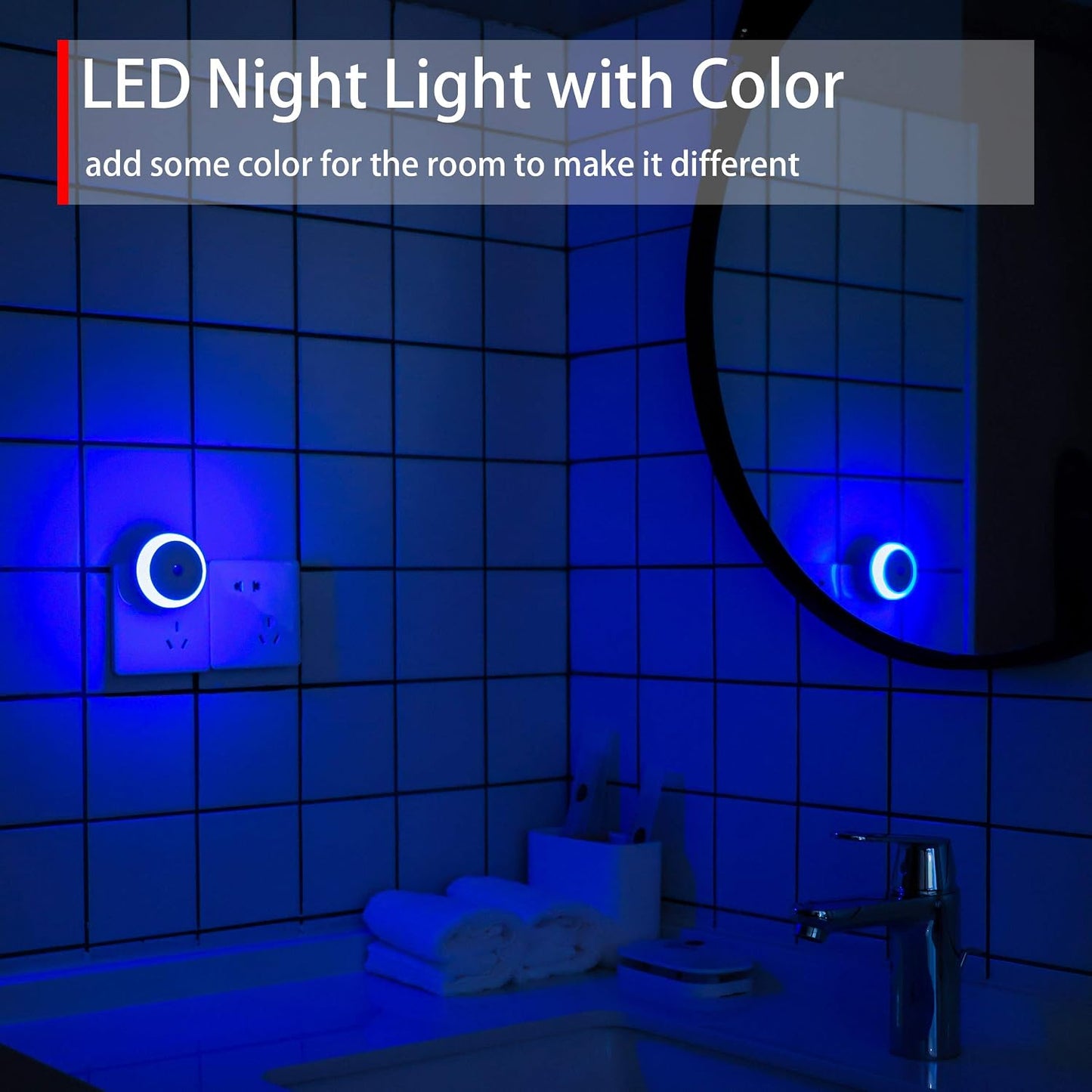 Amber Night Light Plug in, Dusk to Dawn Sensor, Blue Light Blocking, Automatic Nightlight, Energy Efficient, 2 Pack LED Night Lights Plug into Wall, for Bathroom, Bedroom, Kitchen, Hallway, Stairway