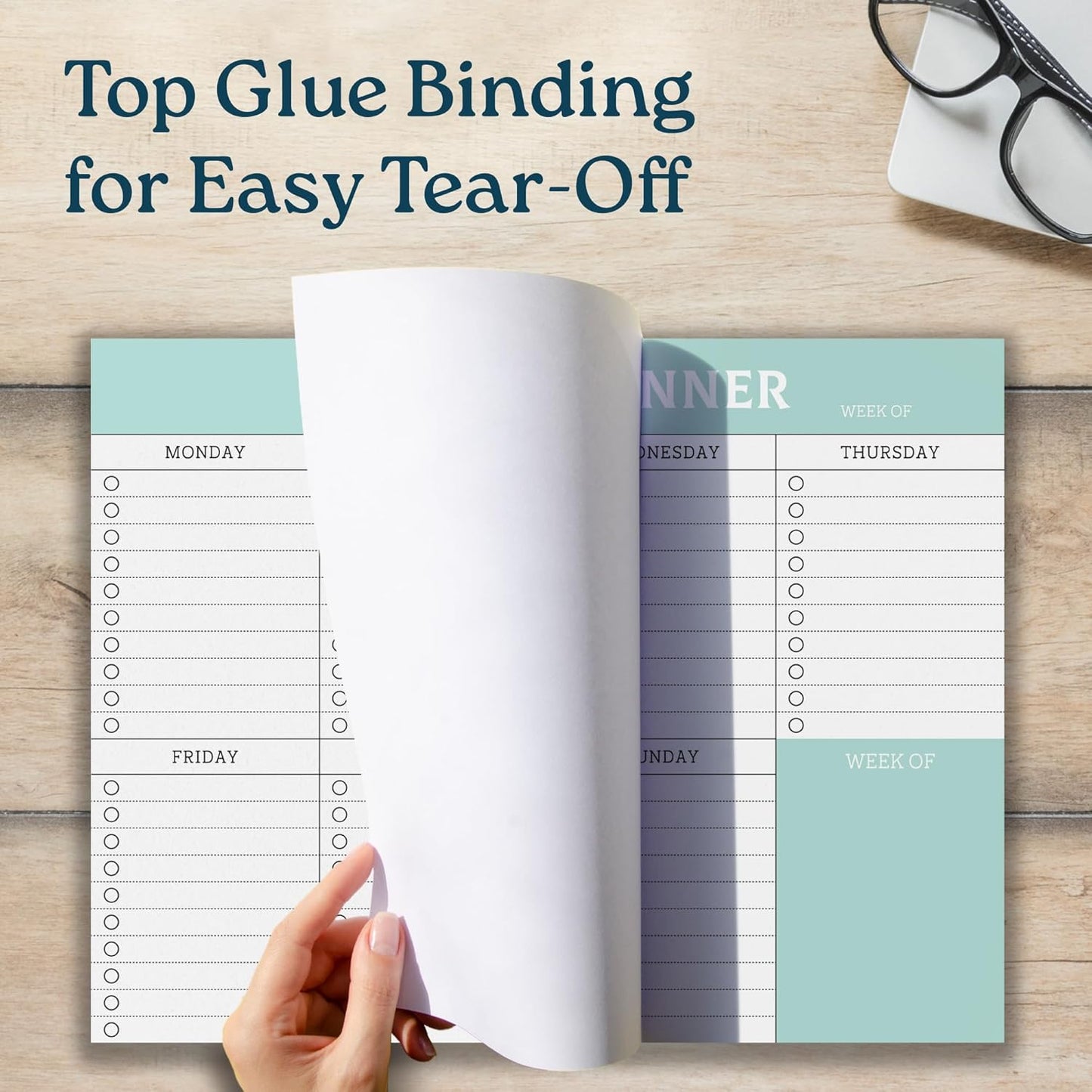 Large Weekly Planning Pad and Matching Notepad, 52 Letter Size Tear-Off Sheets, 8.5” x 11” Undated Weekly Desk Planner Pad, Daily Schedule, Daily To Do List, Notes, Goals For Work and Home