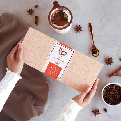 Pinky Up Loose Leaf Tea Sampler Set - Calorie Free Single Serving Loose Leaf Herbal Tea Variety Gift Pack, 15 Pouches
