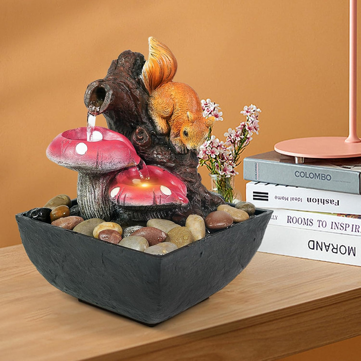 Ferrisland Tabletop LED Light Meditation Indoor Waterfall Fountain