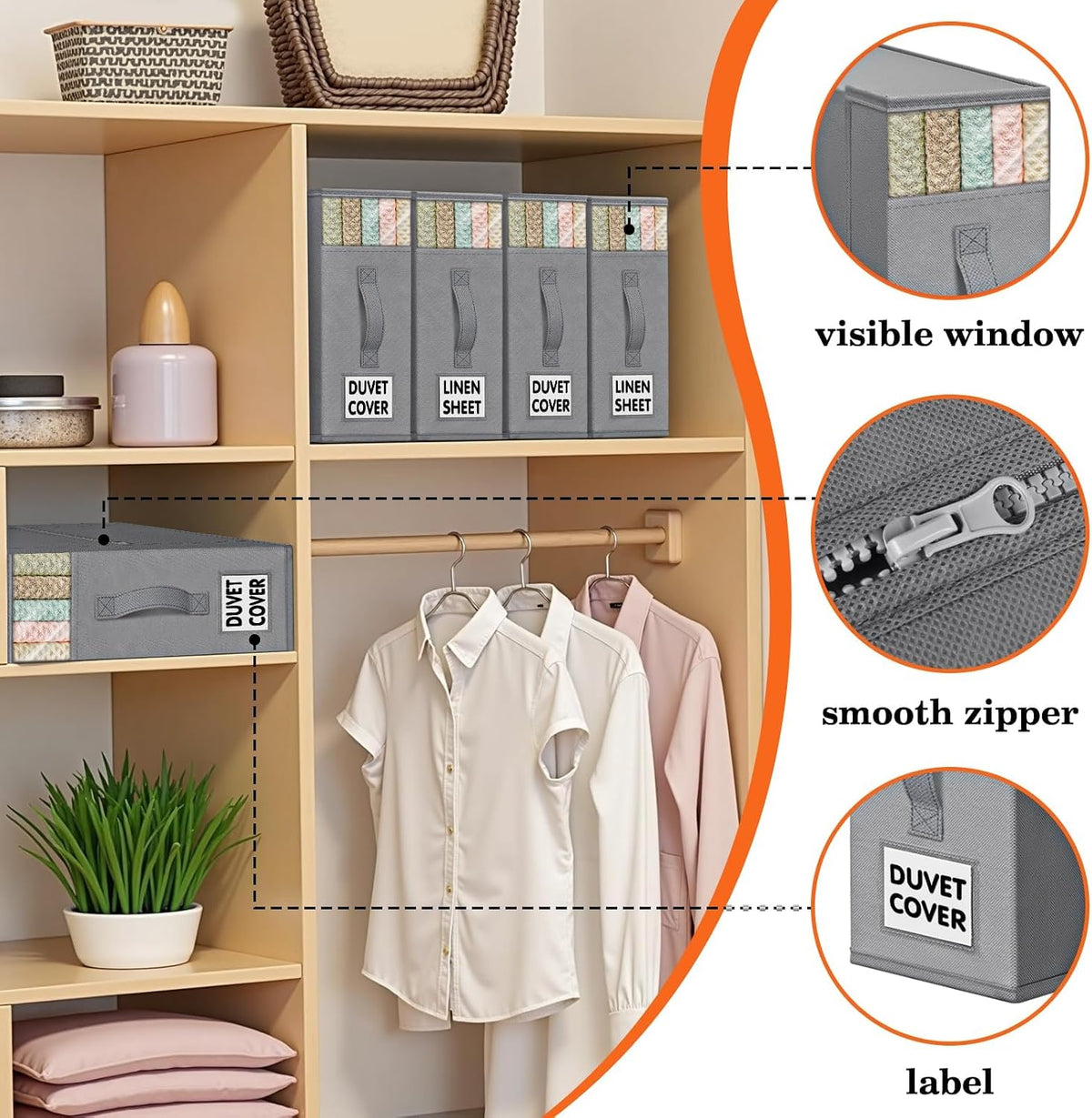 WOWBOX Bed Sheet Organizers and Storage,Closet Organizer Under Bed Storage