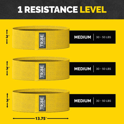 Tribe Lifting Resistance Bands for Working Out - 3 Pack Fabric Workout Bands for Women and Men - Booty Bands for Legs and Glute - Non Slip Exercise Bands Set for Squat Hip Thigh