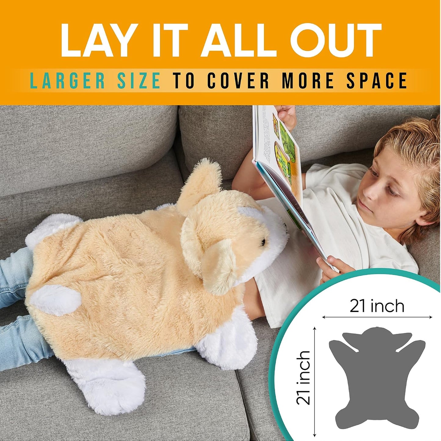 FRIENDLY CUDDLE Weighted Lap Blanket for Kids & Adults – Kids Weighted Blanket – ASD, Sensory Processing Weighted Stuffed Animals Dog Toy – Microwavable Weighted Lap Pad for Kids, 5 Lbs.