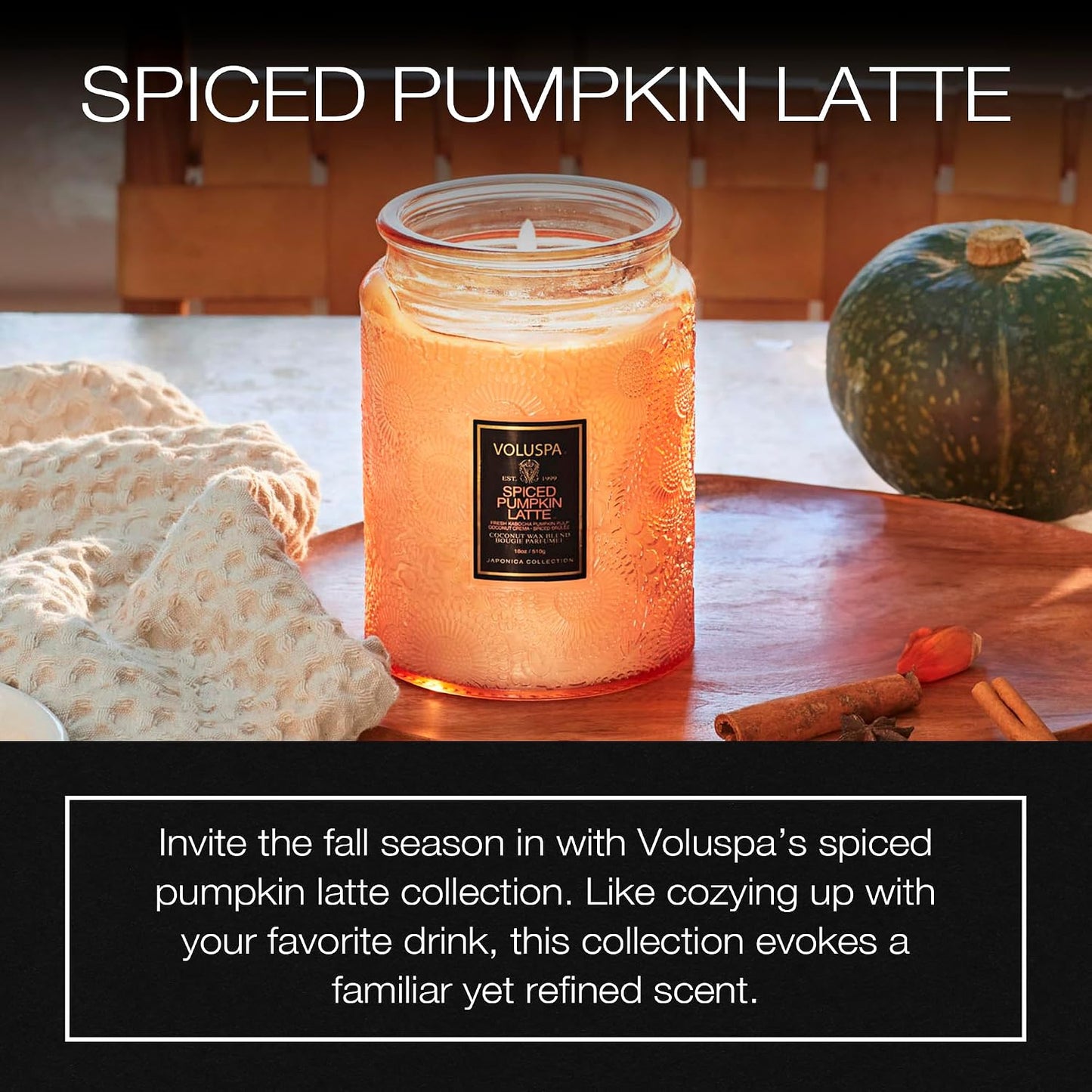 Voluspa Baltic Amber Candle, 18 oz, Coconut Wax Blend, Scented Candles for Home, 100 Hour Burn Time, Candle Jar