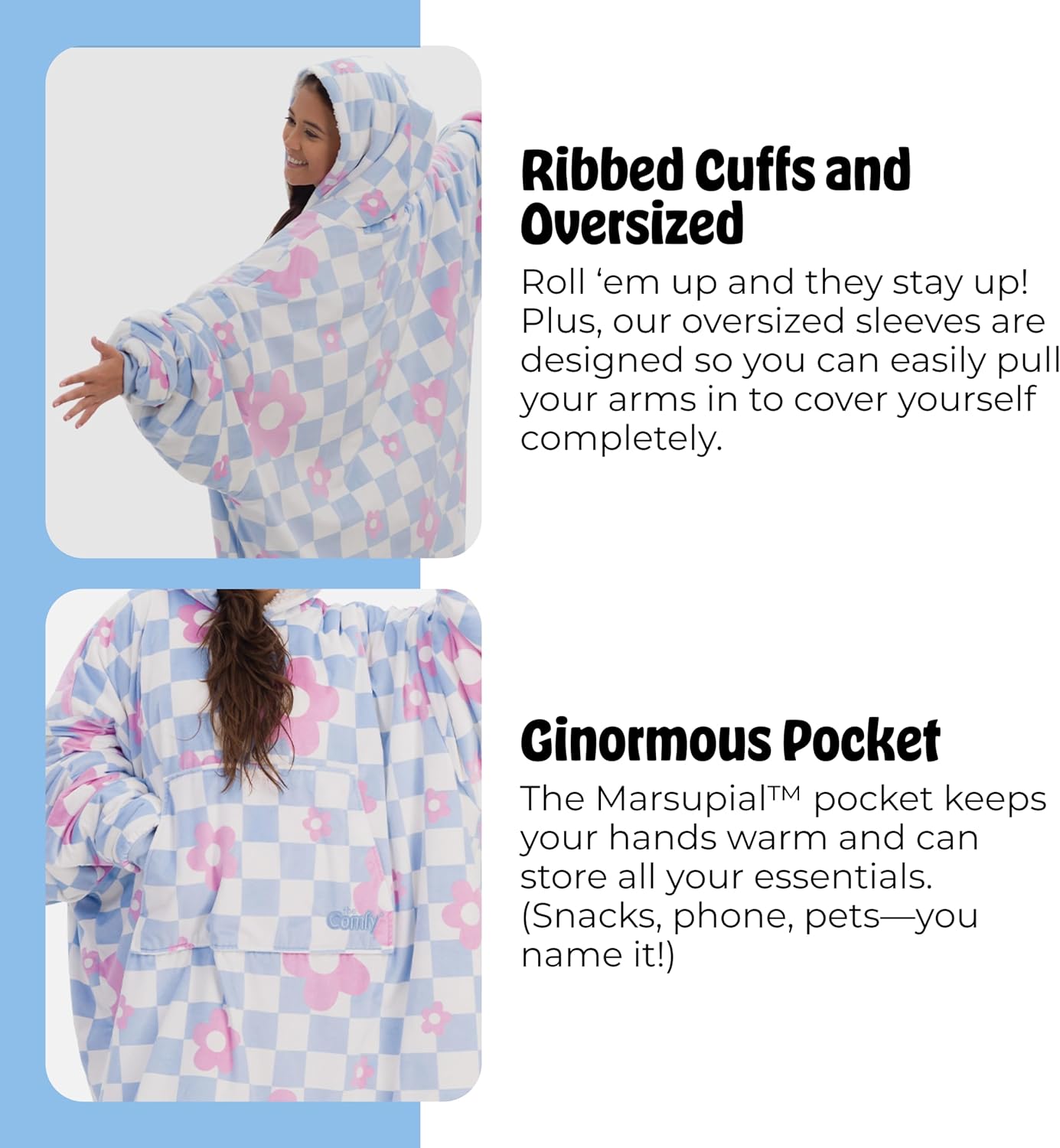 THE COMFY Original | From Shark Tank | Patented | Oversized Sherpa Wearable Blanket Hoodie| Gift for Women & Men | One Size