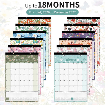 Large Wall Calendar 2026-2027, 18-Month Wall Calendar from July 2026 to December 2027, 15" x 22" 2026 Wall Calendar with Spacious Blocks, Julian Dates, Habit Tracker & Full-Year Reference for Home Office School Colorful