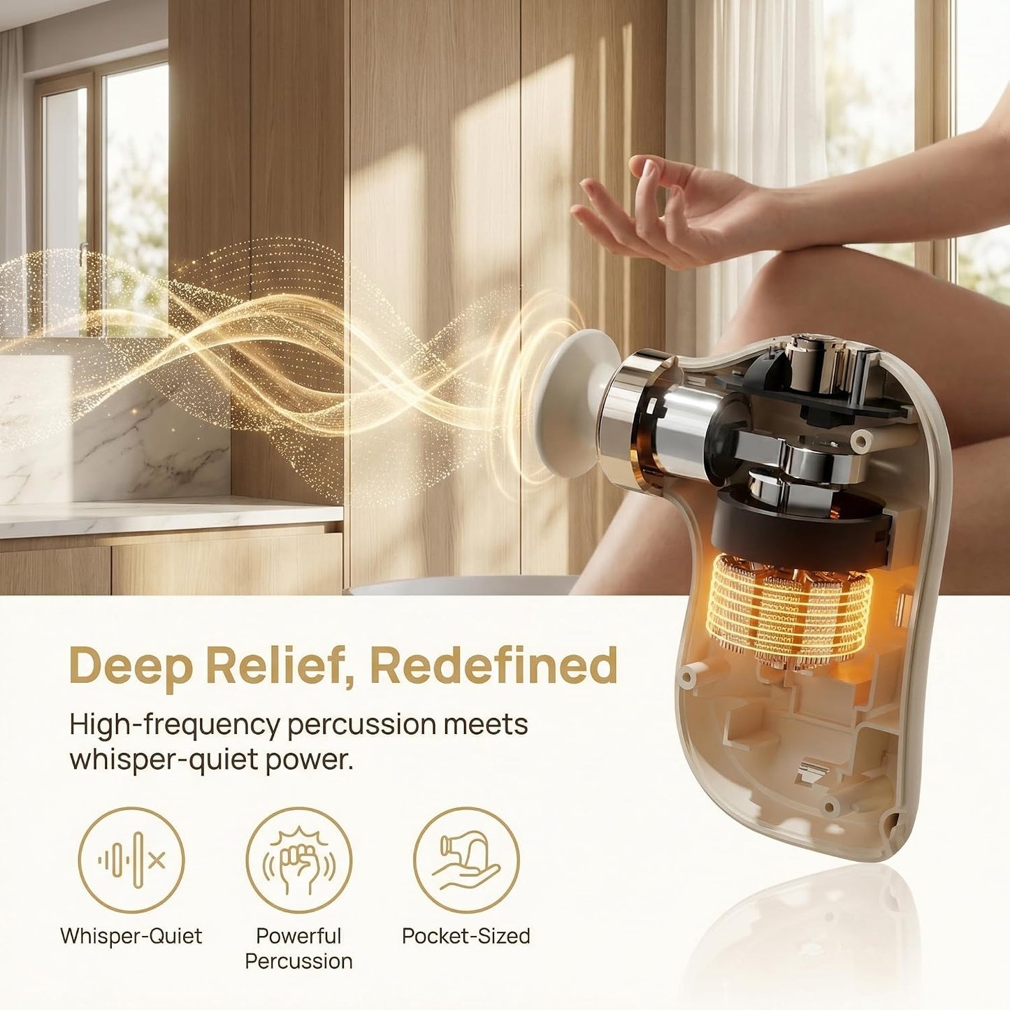 Mini Massage Gun, Portable Deep Tissue Percussion Muscle Massager for Pain Relief, Quiet Handheld Device for Neck, Shoulder, Back, Leg, 4 Speeds & Long Battery Life, Travel-Friendly Gift