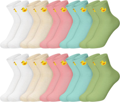 Eurzom 10 Pairs Socks Womens Crew Elastic Ankle Length Cotton Socks Aesthetic Cute Lightweight Low Cut Gifts for Women - Colors A