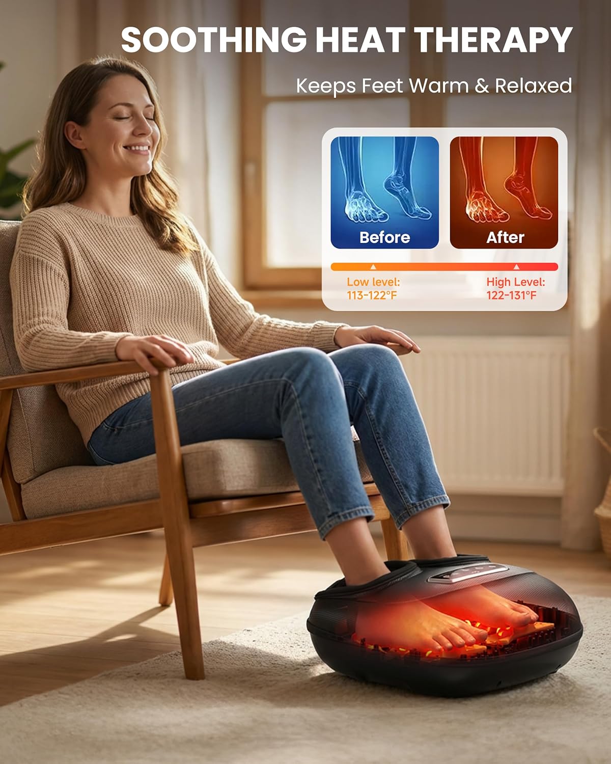 CILI Foot Massager with Heat, Shiatsu Foot Massager for Neuropathy & Plantar Fasciitis Relief, Gifts for Women Mom Dad,Heated Feet Massager with Deep Kneading,Compression,Vibration,FSA Eligible HSA