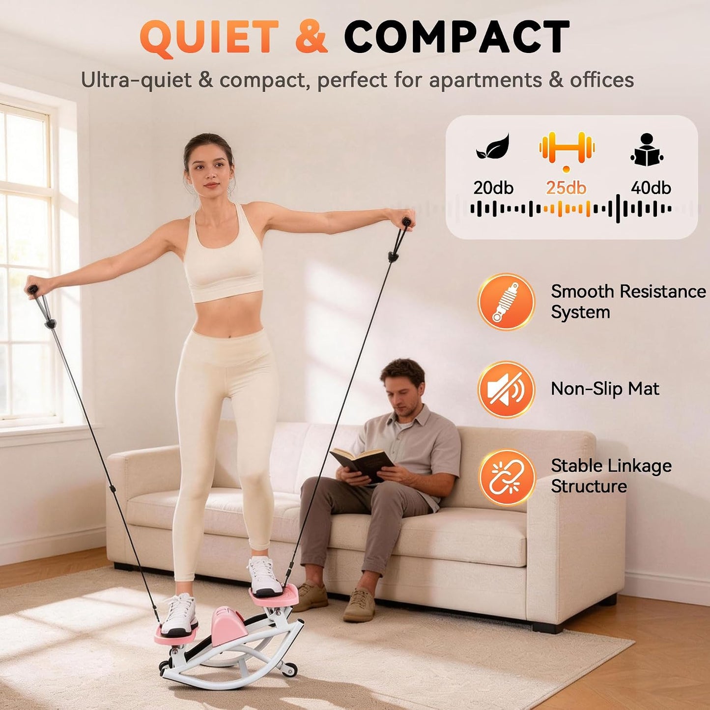 Rock Stepper - Steppers for Exercise at Home, Portable Stepper Side to Side with Digital Display & Resistance Bands, 330 LBS Capacity Full Body Workout Low-Impact Knee-Friendly 3D Stair Stepper