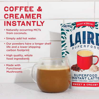 Laird Superfood Chai Instant Latte with Adaptogens - Instant Chai Tea Powder with Superfood Coconut Creamer - Gluten Free, Non-GMO, Vegan, 8 oz. Bag, Pack of 1