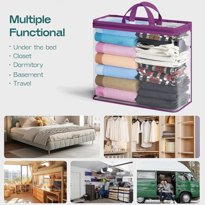 Hopack Under Bed Storage Bags Organizer, 22L Clear Storage Bags, Bags Organizer Clear Zipper Containers Bedroom, Storage Bag for Sweater, Clothes, Shoe Toy, Blanket, Sheet (Black)