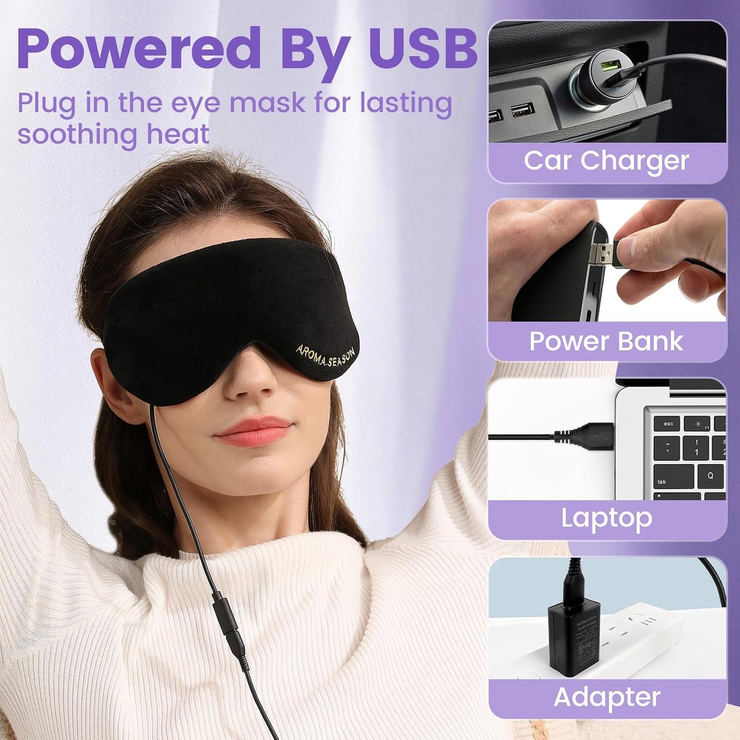 Aroma Season Heated Eye Mask for Dry Eyes, Warm Eye Compress with 4 Heat & time Levels, Washable Eye Heating Pad Blepharitis, Styes, Travel, Improved Sleep, Gift (Gray)