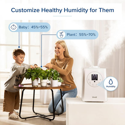 LEVOIT OasisMist 1000S (10L) Smart Humidifier for Home Large Room Bedroom, Last 100 Hours Suitable for Indoor Plant, Cover up to 600ft², Easy Top Fill, Remoter & Voice Control, Auto Mode, Quiet, White