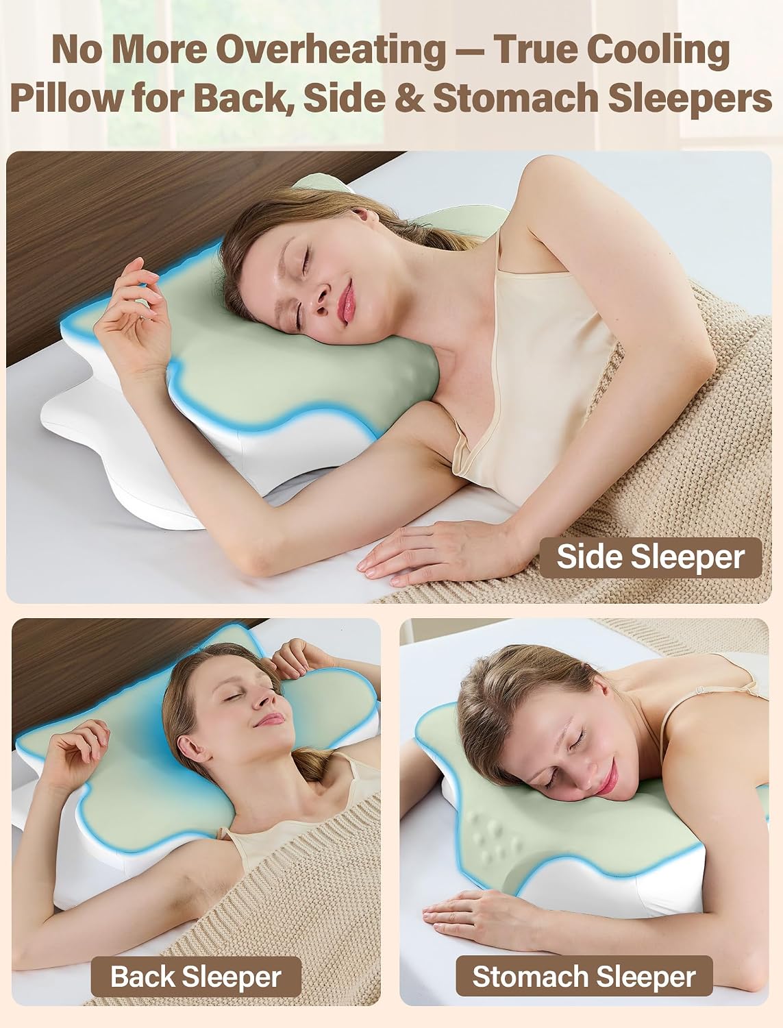 Cervical Neck Pillow for Pain Relief – Ergonomic Memory Foam Pillow for Side Sleeper Contour Orthopedic Bed Pillow for Neck Support with Cooling Cover – Ideal Christmas Birthday Gift for Women Men