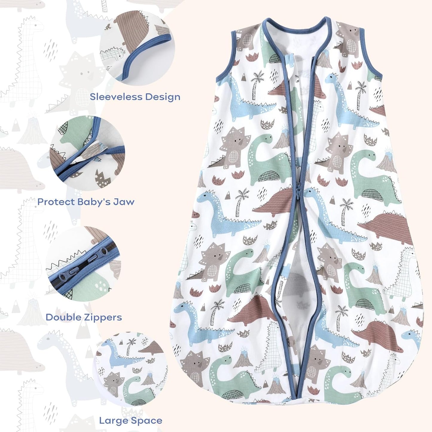 Yoofoss Baby Sleep Sack Baby Wearable Blanket 100% Cotton 2-Way Zipper Toddler Sleeping Sack