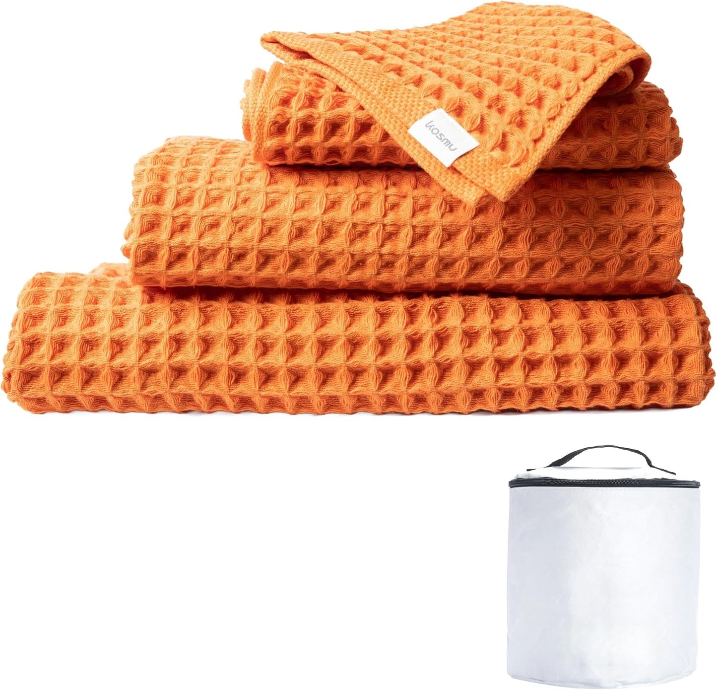 Luxury Organic Japanese Cotton Hair Drying Waffle Towel Wrap for Women | Absorbent, Quick-Dry Head Turban for Shower, Sauna, Spa | Extra Large for Long, Curly, Straight Hair With Button (White, 1 Pc)