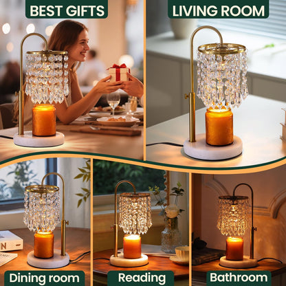 Candle Warmer Lamp with Timer Dimmer and 3 Bulbs, Lamp Candle Warmer with Marble Base,Wax Melt Warmer for Jar Candles, Birthday Gifts for Women Mom, House Warming Gifts New Home Decor (RGB-Black)