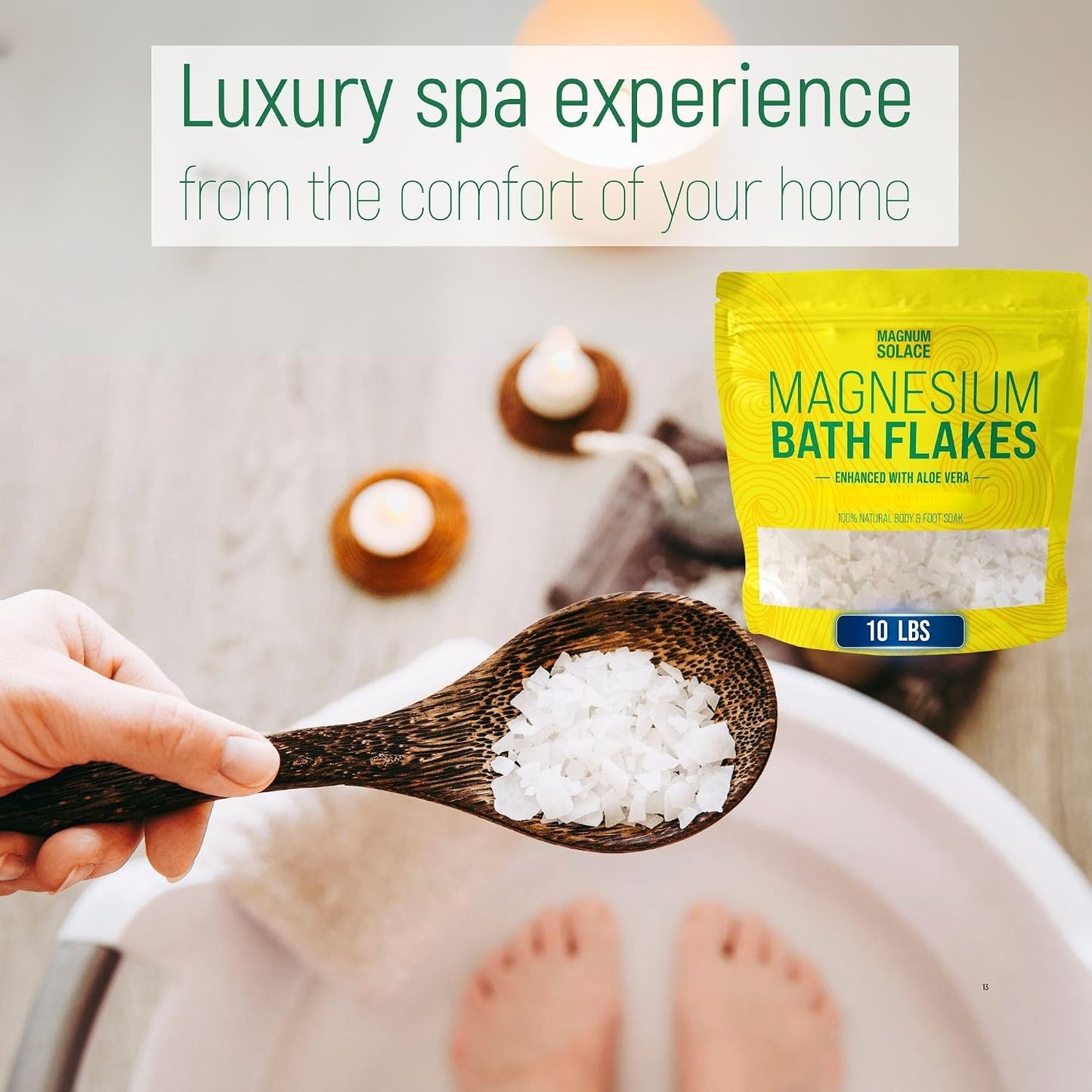 Magnesium Bath Flakes - Dead Sea Salt – Dead Sea Salts for Soaking – Magnesium Flakes for Bath - Enhanced with Aloe Vera (5 Pound)