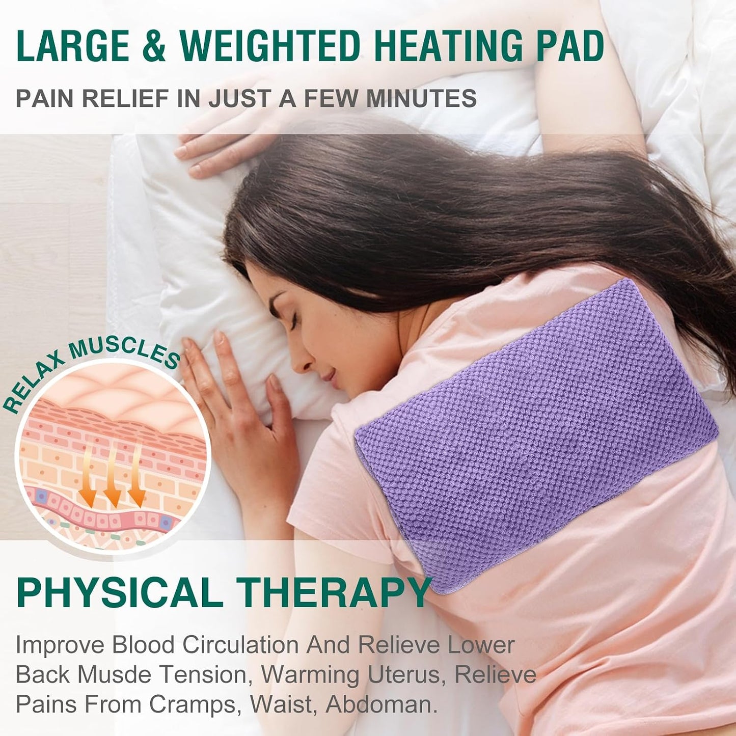 Microwavable Heating Pads 15 * 9", Weighted Moist Microwave Heat Pad for Cramps Neck Shoulder, Back Pain Relief, Warm Compress Rice Bean Bag Hot Pack for Muscles Ache, Joints, Unscented,1 Pack