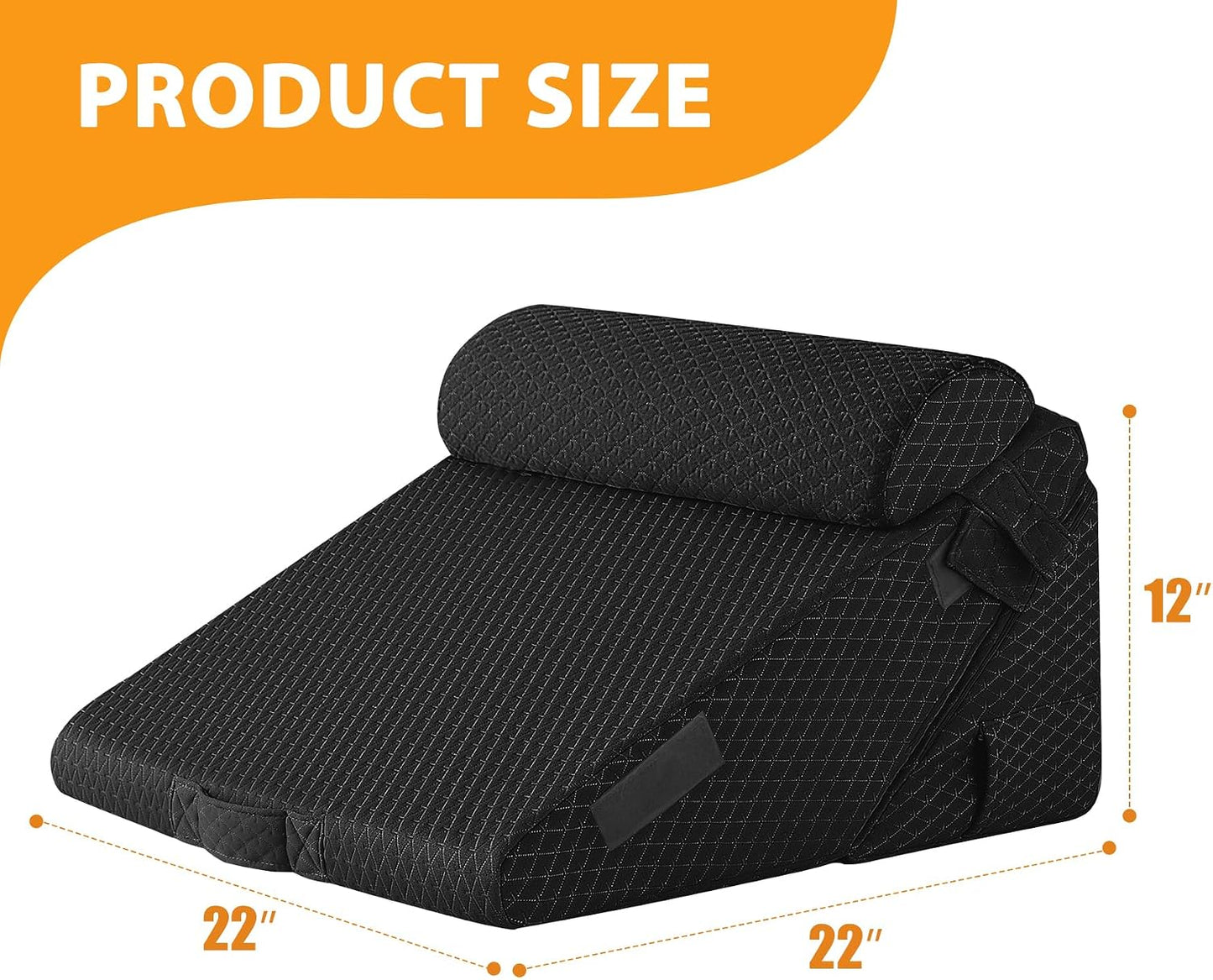 Ruqmuis Wedge Pillow Set for After Surgery, 3PCS Adjustable 9&12 Inch Bed Wedge Pillow for Sleeping, Incline Pillow Wedge for Headboard, Post Surgery, Acid Reflux, Neck&Back Support, White/Grey