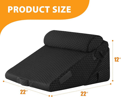 Ruqmuis Wedge Pillow Set for After Surgery, 3PCS Adjustable 9&12 Inch Bed Wedge Pillow for Sleeping, Incline Pillow Wedge for Headboard, Post Surgery, Acid Reflux, Neck&Back Support, White/Grey