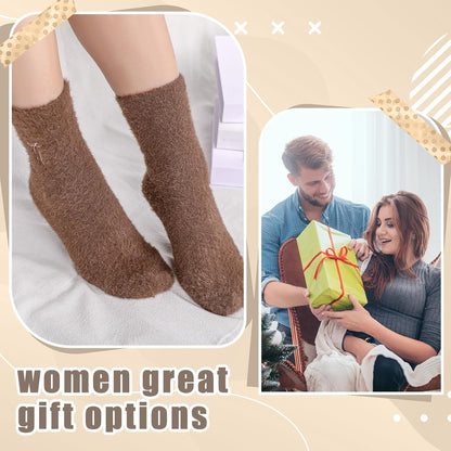Geyoga 5 Pairs Fuzzy Socks for Women Cozy Spa Slipper Socks Coquette Preppy Stuff Soft Fluffy Home Sleeping Birthday Gift