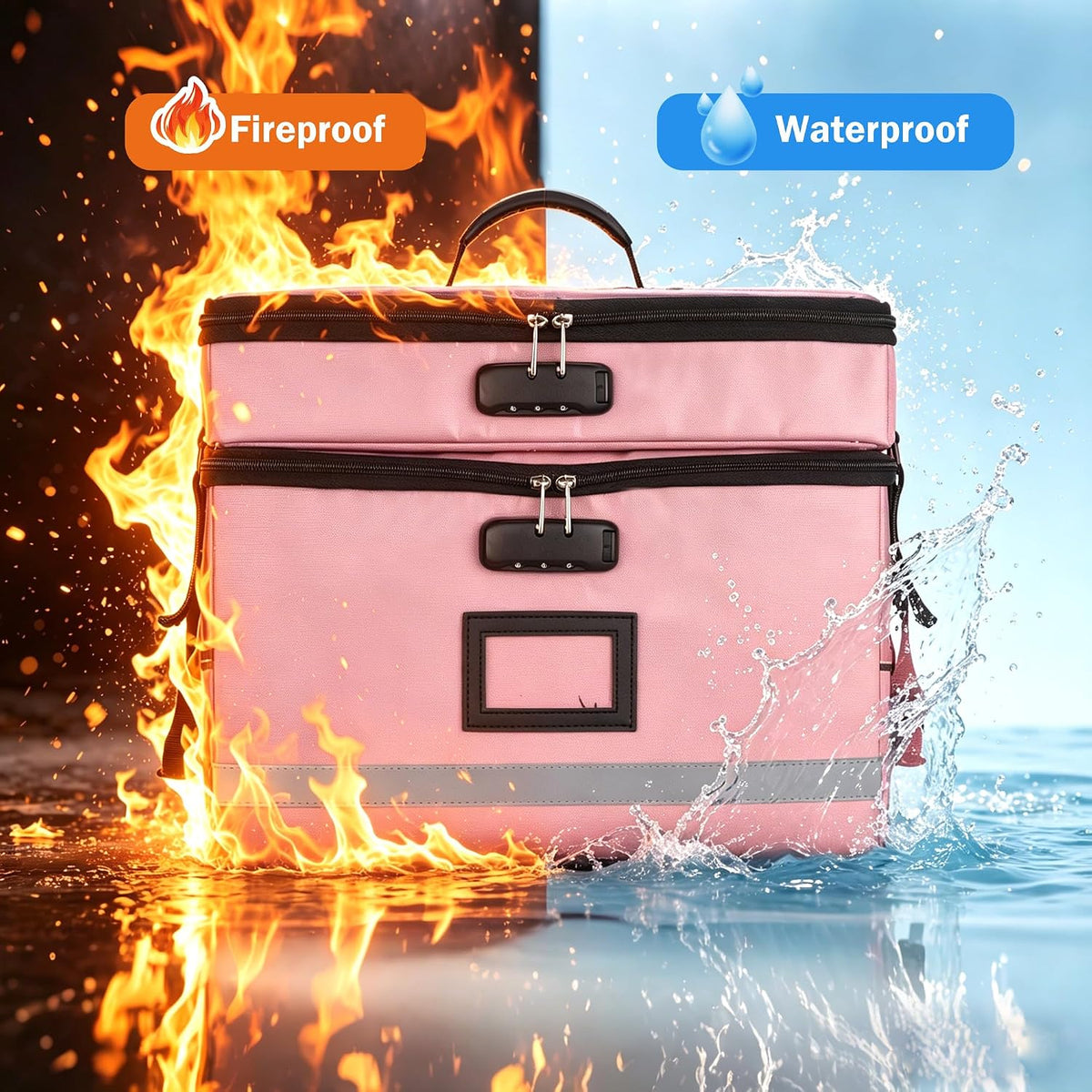 EXLIFBAG Fireproof File Organizer with Lock, 1 Layer