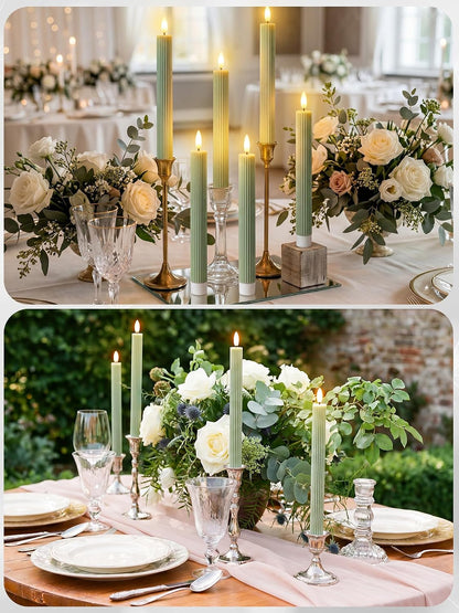Treela 24 Pcs Flameless Taper Candles Battery Operated Bulk Fake Candles Light LED Candle Sticks Flickering Tapered for Easter Wedding Anniversary Decoration(Basic,11 Inch,Ivory)
