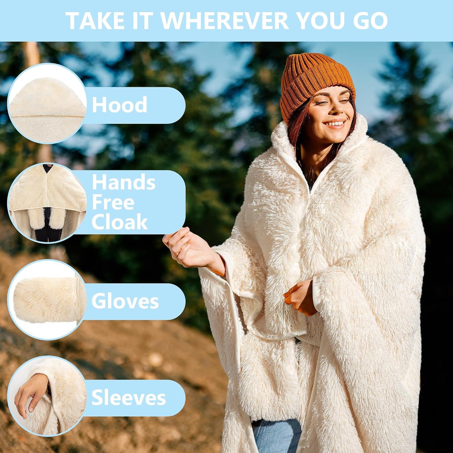 Penguin Wearable Hooded Blanket for Adults – Super Soft Warm Cozy Plush Flannel Fleece & Sherpa Hoodie Throw Cloak Wrap - Penguin Gifts for Women Adults Girls and Kids