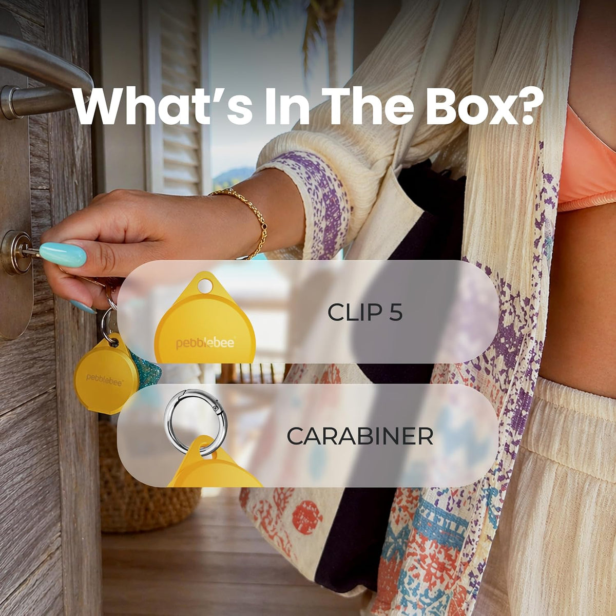 Pebblebee Clip 5 Bluetooth Tracker Tag for Keys & Bags, 130dB Siren