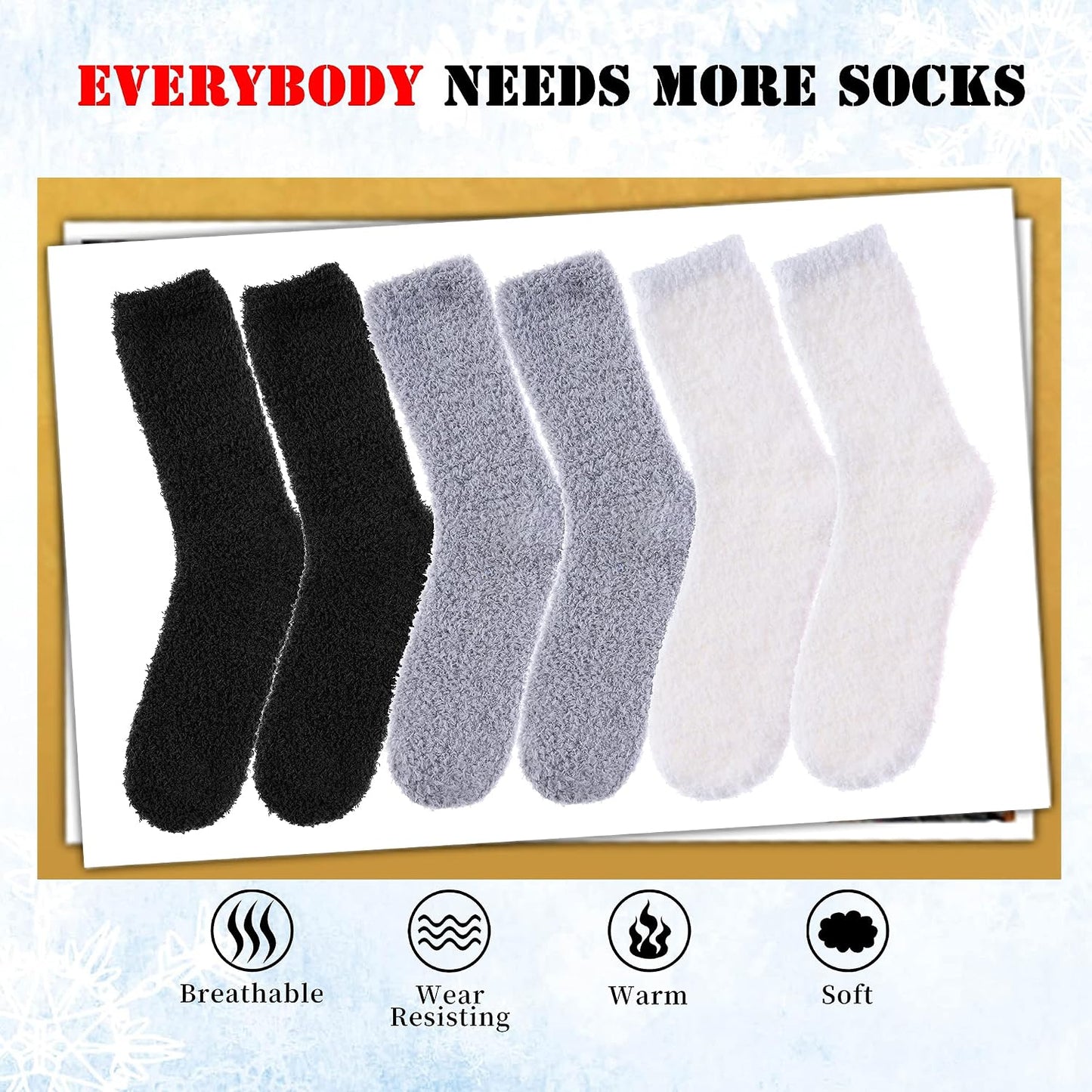 LANLEO 5/6 Pairs Womens Super Soft Fuzzy Plush Warm Winter Home Sleeping Slipper Socks