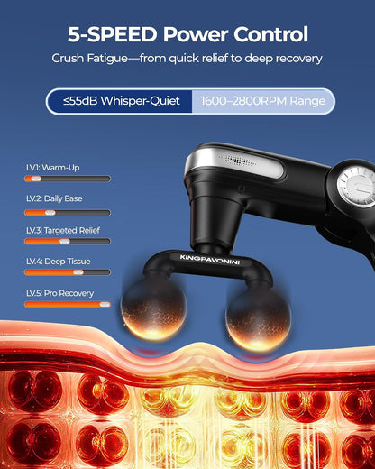 KingPavonini Foldable Massage Gun Deep Tissue, Grey, Model JA-G7
