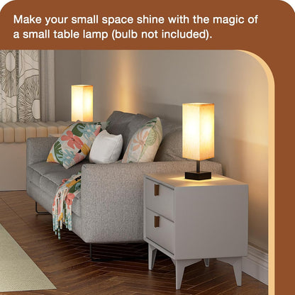 aooshine Small Table Lamp for Bedroom - Bedside Lamps for Nightstand, Minimalist Night Stand Light Lamp with Square Fabric Shade, Desk Reading Lamp for Kids Room Living Room Office Dorm