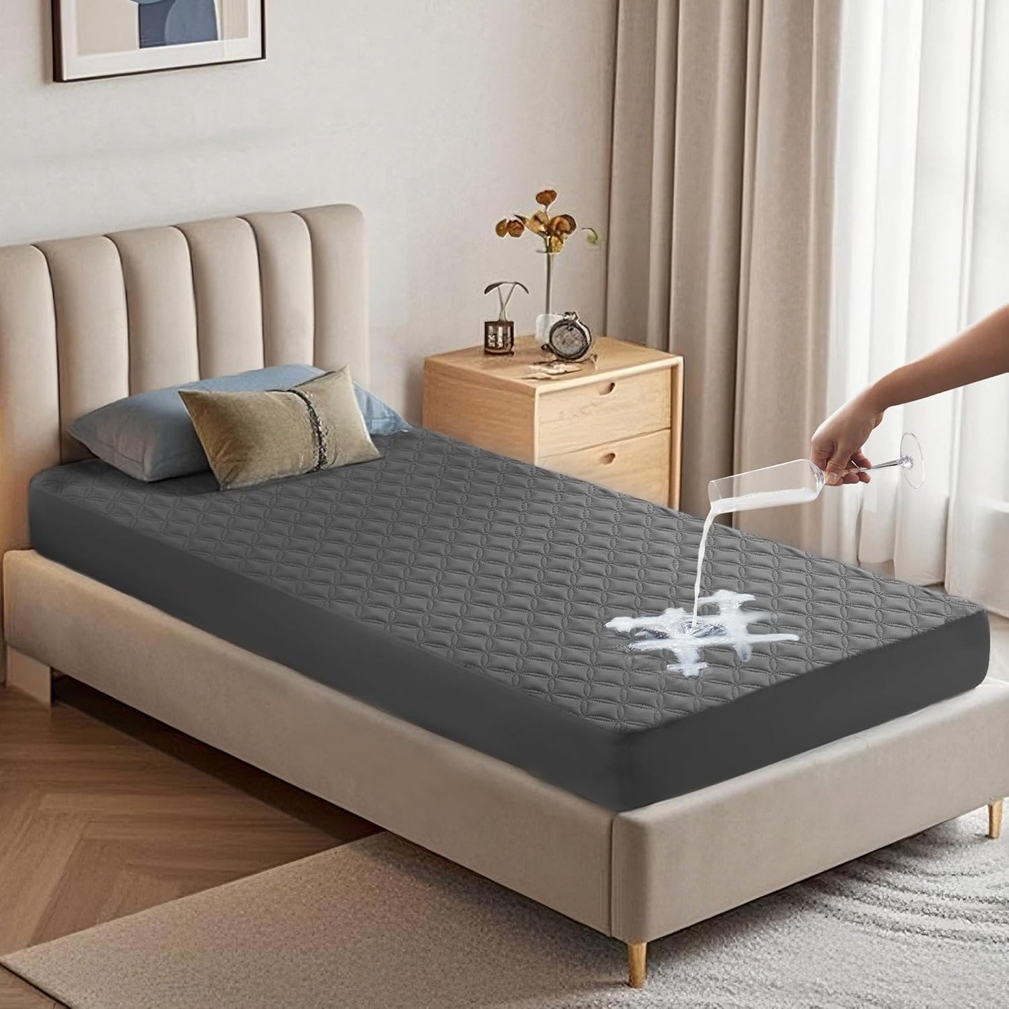 BEDLORE Waterproof Mattress Protector, Noiseless King Size Mattress Pad with Deep Pocket Fitted Up to 6-18 inches, Soft Breathable Dirt-Proof Bed Mattress Cover Washable for Bedroom, Hotel (Gray)
