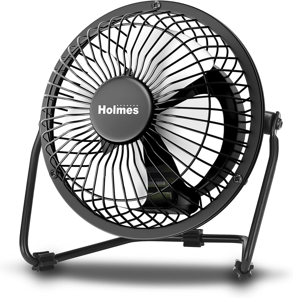HOLMES Mini High Velocity Desk Fan 4in 4 Blade Black