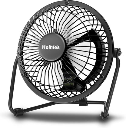 HOLMES Mini High Velocity Desk Fan 4in 4 Blade Black