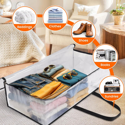 TasticTotes 6 Pack Clear Storage Bags for Comforter, Clothes & Bedding, 40L