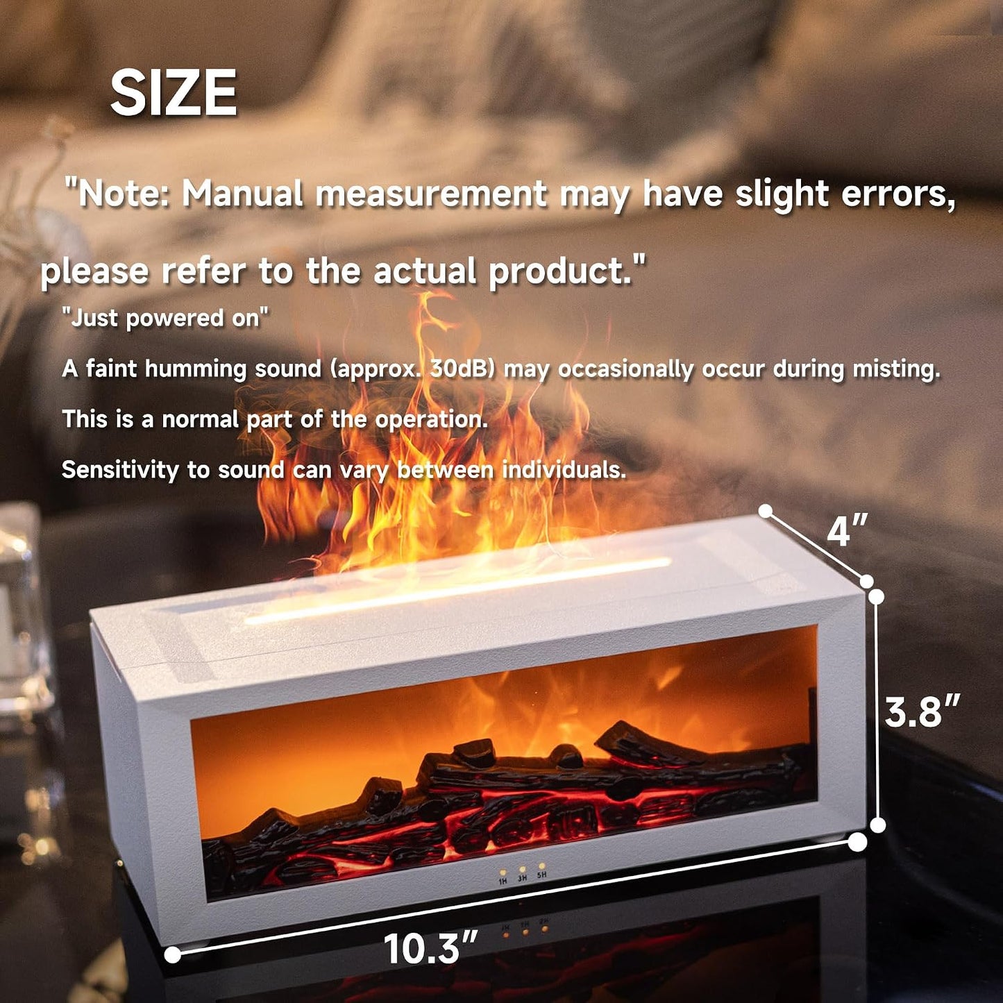 TMEHM Fireplace Flame Air Diffuser Humidifier,7 Colors Aromatherapy Essential Oil Diffuser,Ultrasonic Aroma Humidifier with Timer for Home,Bedroom,Office,Yoga (Black)