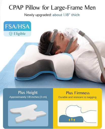 Sleep Apnea Pillow for Cpap Users, Ergonomic Adjustable Memory Foam Cpap Pillows for Side and Back Sleepers, Reducing Air Leaks and Mask Pressure