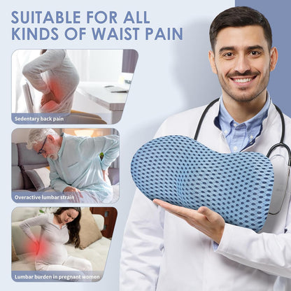 kasney Lumbar Support Pillow, Back Pillow for Low Back Pain Relief, Ergonomic Streamline Car Seat, Office Chair, Recliner and Bed (Gray)
