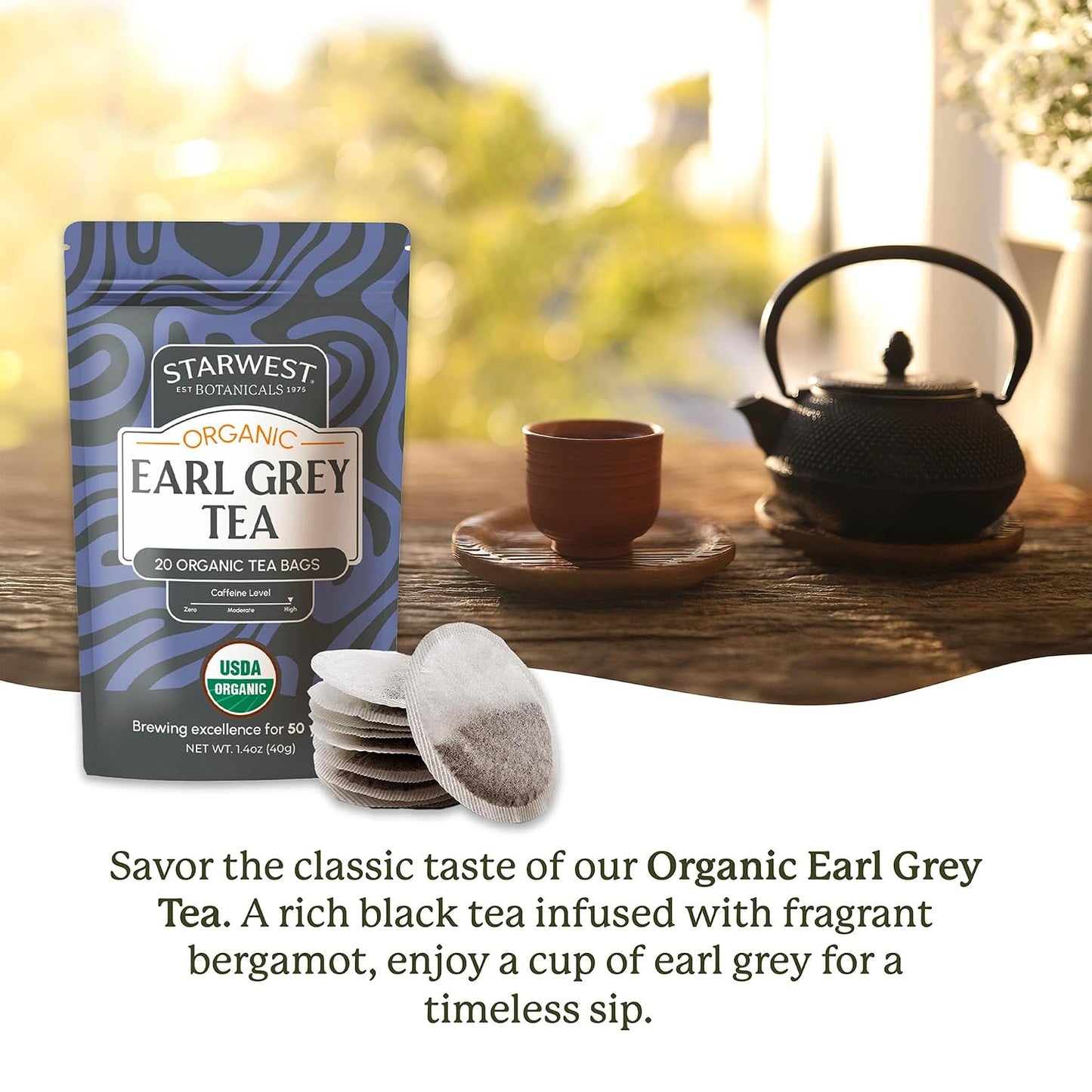 Starwest Botanicals Organic Lemon Balm Leaf Tea - Herbal Tea, Caffeine Free, USDA Organic Lemon Balm Leaf, String Free Sachets, Non GMO - Bulk Pack, 100 Bags