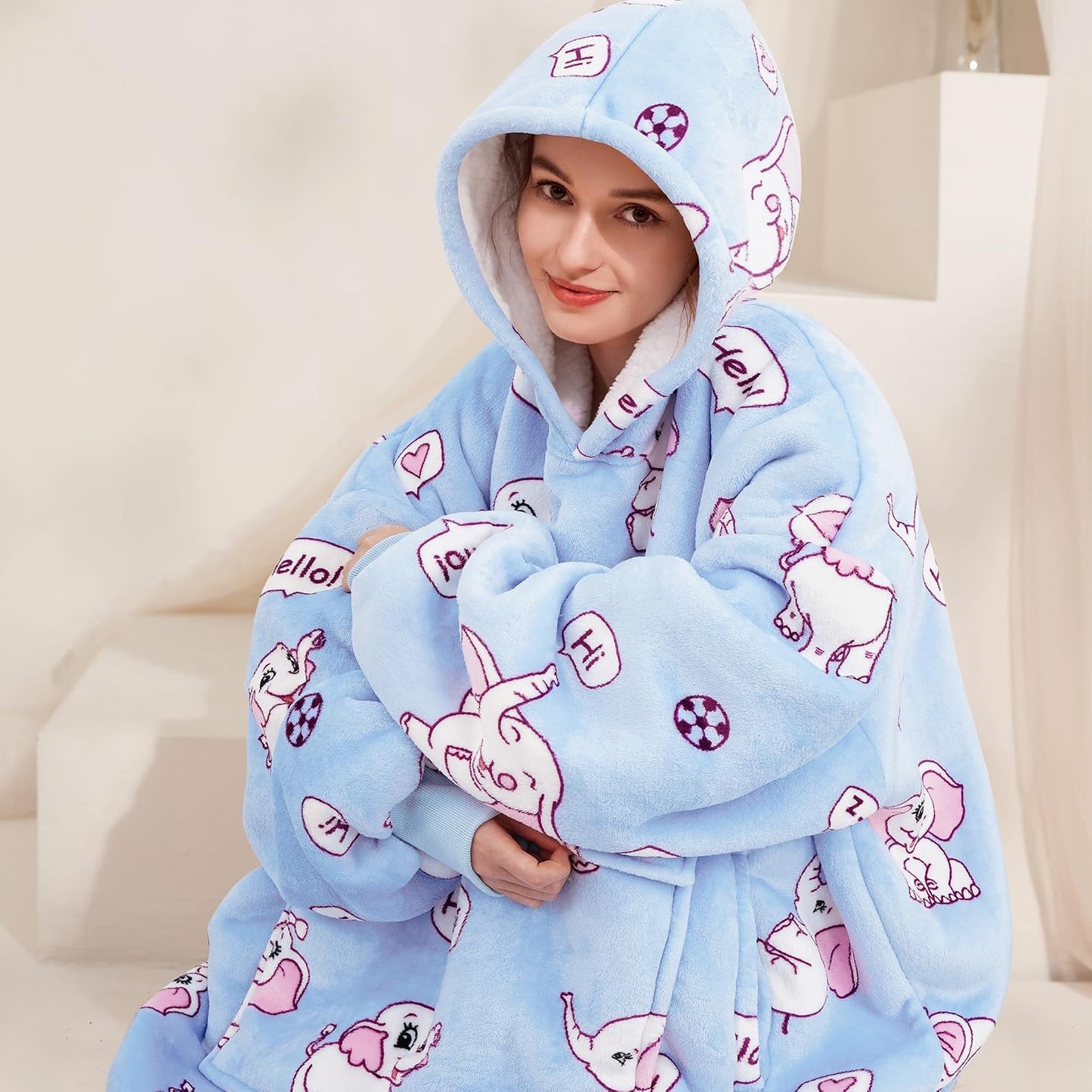 Narecte Cozy Oversized Blanket Hoodie Wearable Blanket Adults Soft Hooded Blanket Hoodie Birthday Gifts for Women Christmas - Colors B