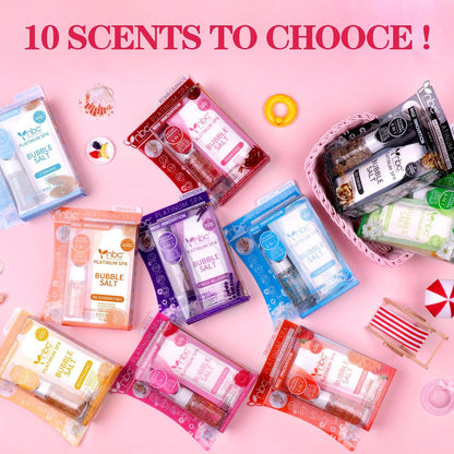 Pedicure Kit Foot Soak Set: Bubble Salt, Sugar Scrub, Massage Mask, Massage Lotion in a Box, 4 Step Foot Spa Kit for Dry Feet, Softens Calluses, Tired Feet（ Lavender) - Colors B