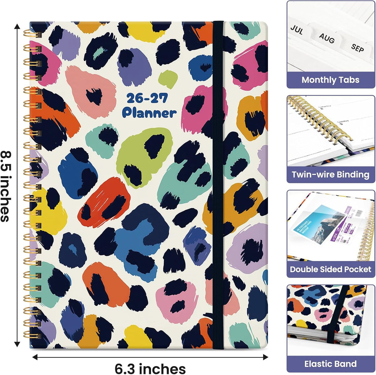 Planner 2026-2027, Jul 2026-Jun 2027 Academic Monthly & Weekly Planner - Colors B