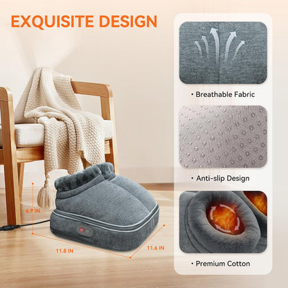 Snailax Shiatsu Foot Massager with Heat, Electrick Foot Massager Machine for Neuropathy, Plantar Fasciitis, Feet Warmers for Women,Men, Foot Heater Under Desk, Size 13