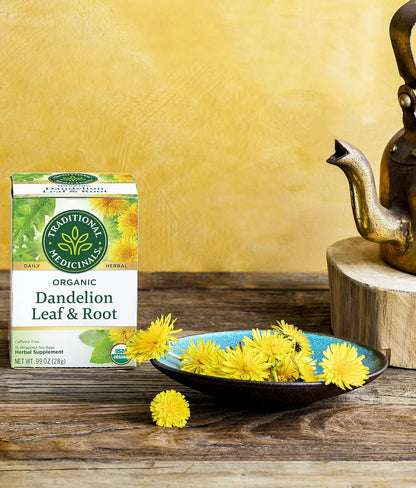 Traditional Medicinals Organic, Dandelion Leaf & Root - Dandelion Root Tea, Supports Normal Detox + Digestion - Kosher, Non-GMO, Caffeine-Free, Compostable - 96 Tea Bags (6 Packs of 16)