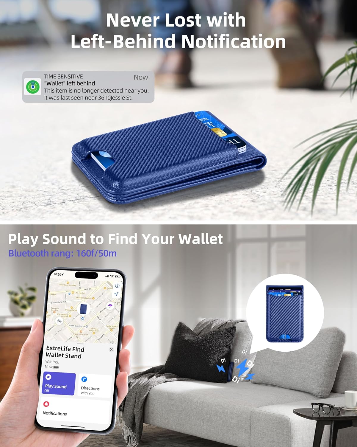 ExtreLife for Magsafe Wallet, Works with Apple Find My, 6 Cards Holder
